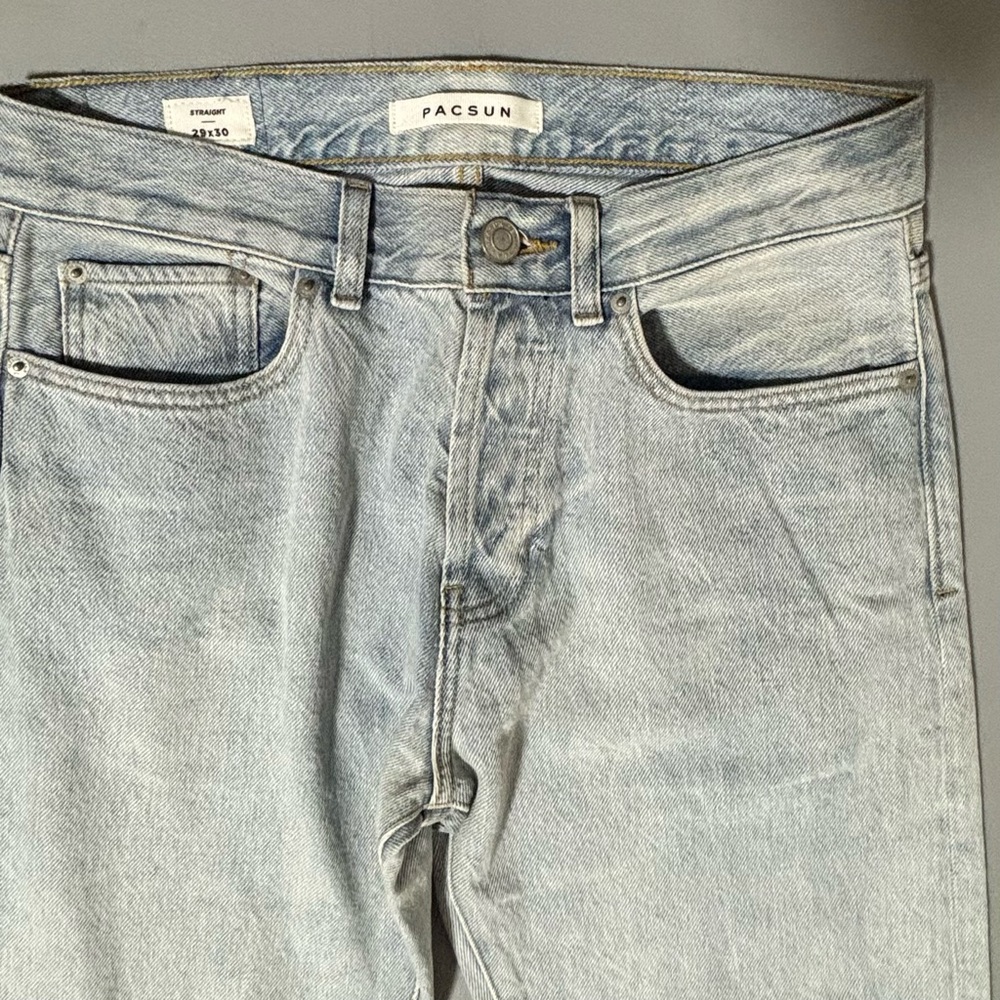 PacSun Men's Faded Blue Straight Jeans